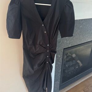 Veronica Beard Black Ruched Midi Dress